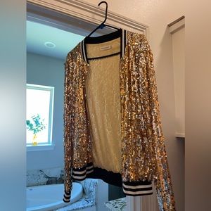Sequin gold, black and white jacket